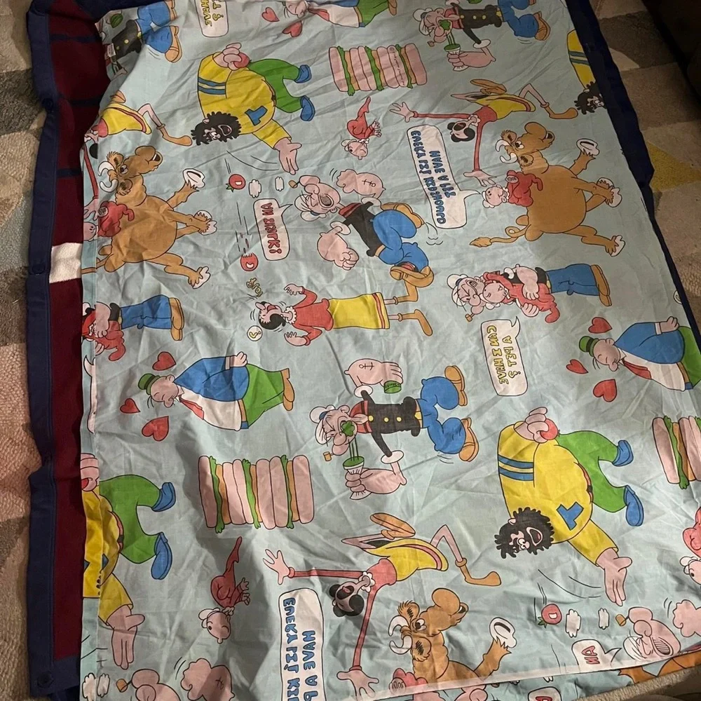 Vintage King Features Syndicate Popeye The Sailor Theme Flat Sheet Olive cow